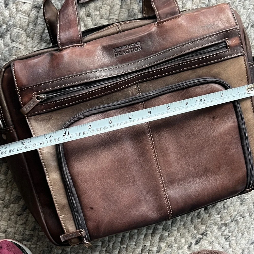 Kenneth Cole Reaction Dark Brown Leather Briefcase